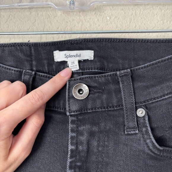 Splendid High Rise Cropped Ankle Essential Black Skinny Jeans - Picture 3 of 10